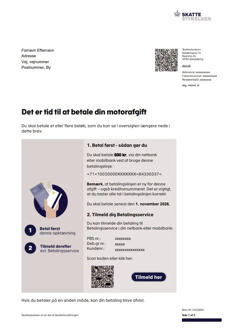 Billedet viser et eksempel på de nye breve.